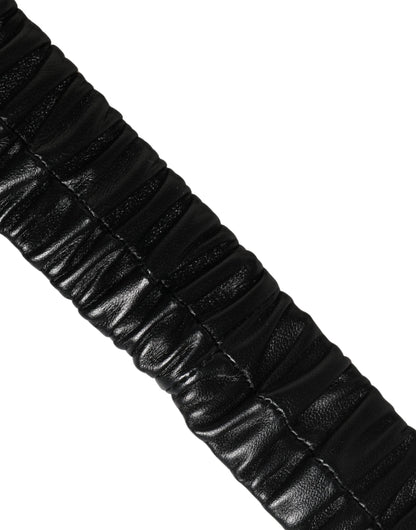 Black Leather Gold Heart Metal Buckle Belt