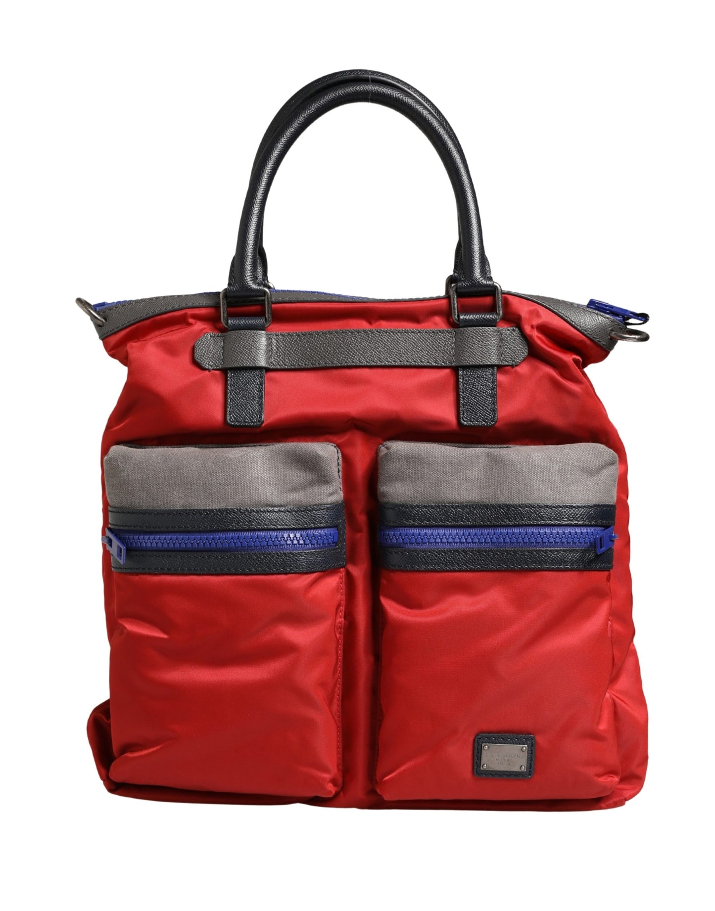 Red Nylon Multiple Compartments Tote Shoulder Borse Bag