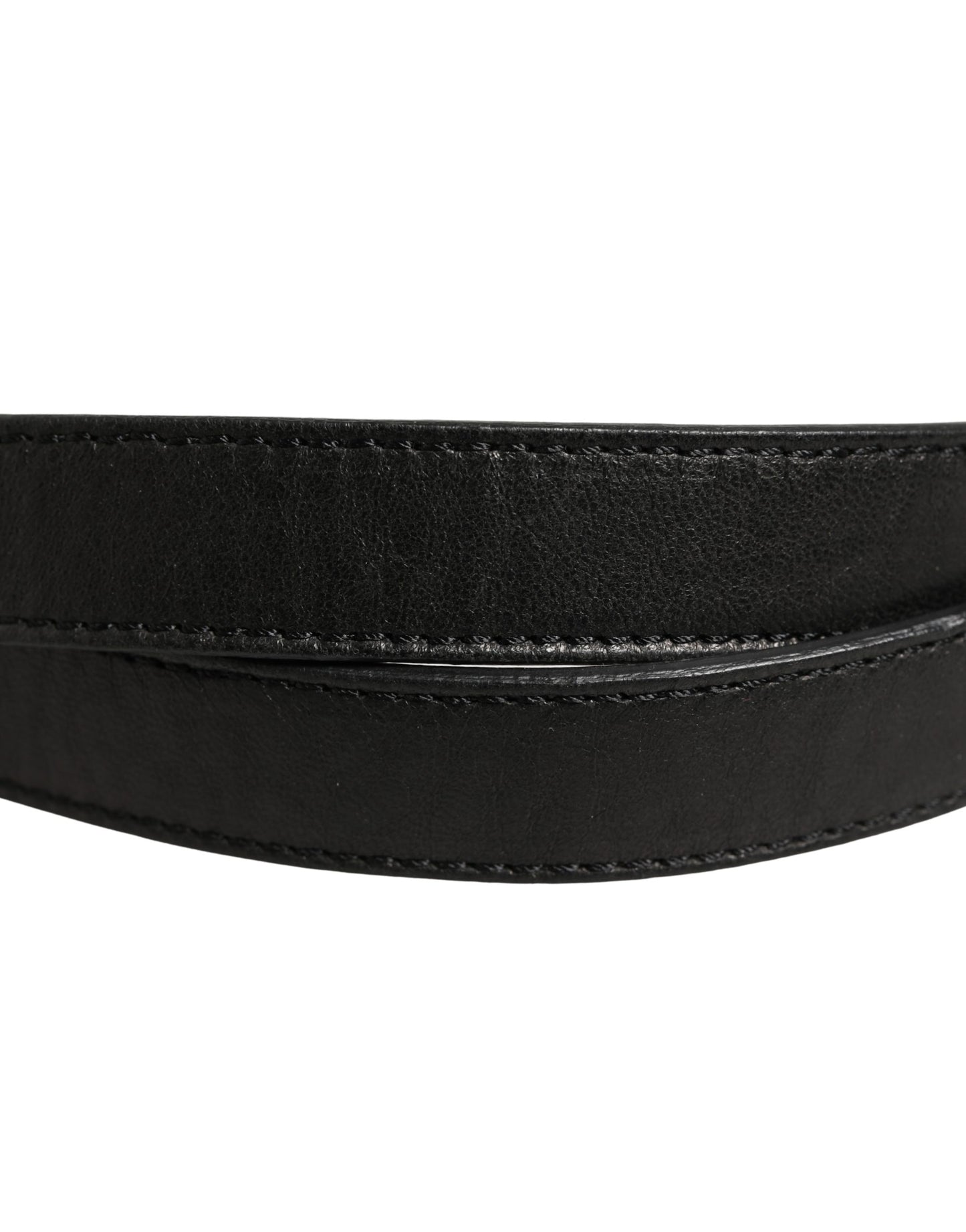 Black Leather Square Metal Buckle Waist Belt