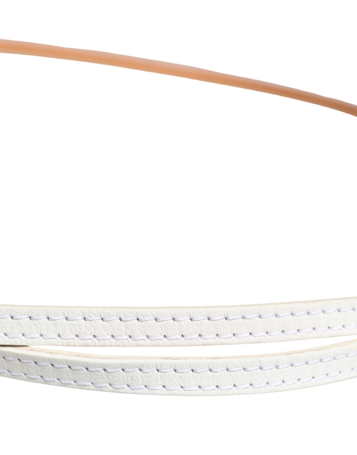 White Leather Skinny Gold Metal Buckle Belt