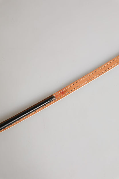 White Leather Skinny Gold Metal Buckle Belt