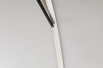 White Leather Skinny Gold Metal Buckle Belt