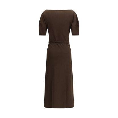 Brown Cotton Casual Dress
