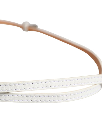 White Leather Skinny Gold Metal Buckle Belt