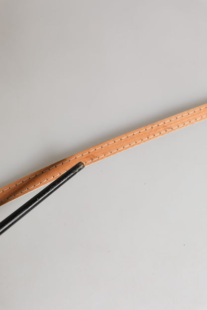 White Leather Skinny Gold Metal Buckle Belt