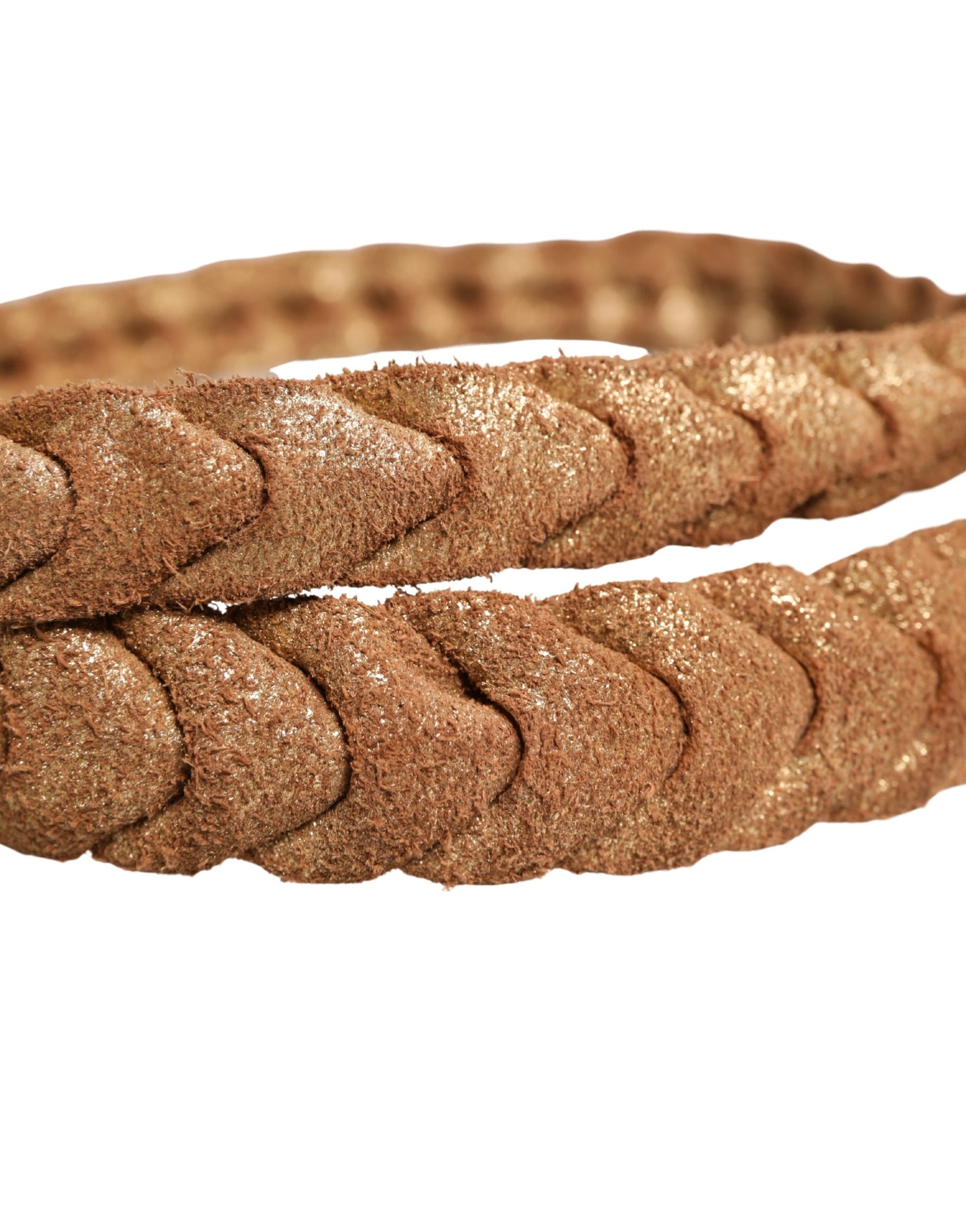 Brown Leather Braided Metal Buckle Belt