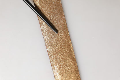 Gold Leather Braided Metal Buckle Belt