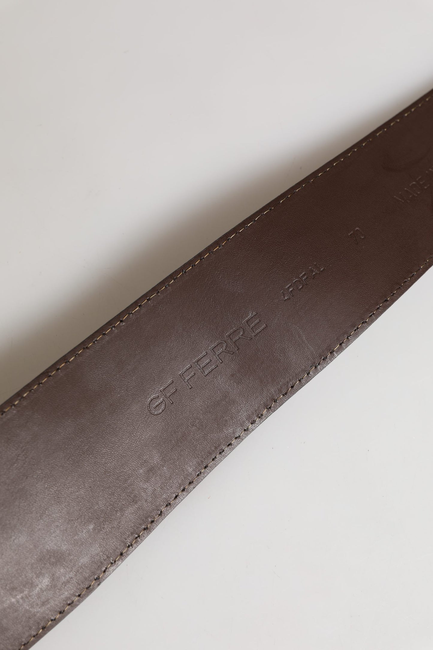 Brown Genuine Leather Logo Wide Waist Women Belt