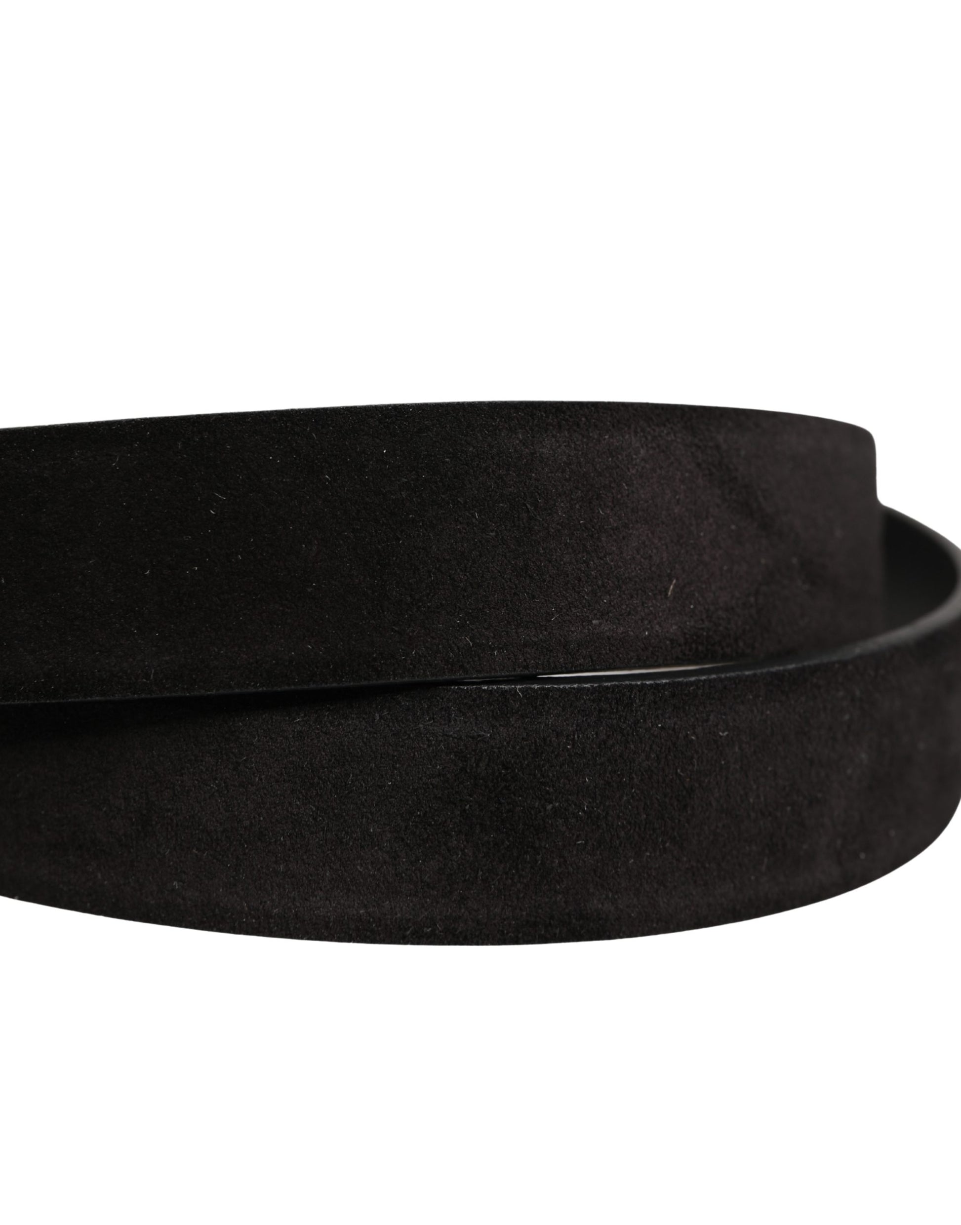 Black Calfskin Leather Silver Metal Buckle Belt