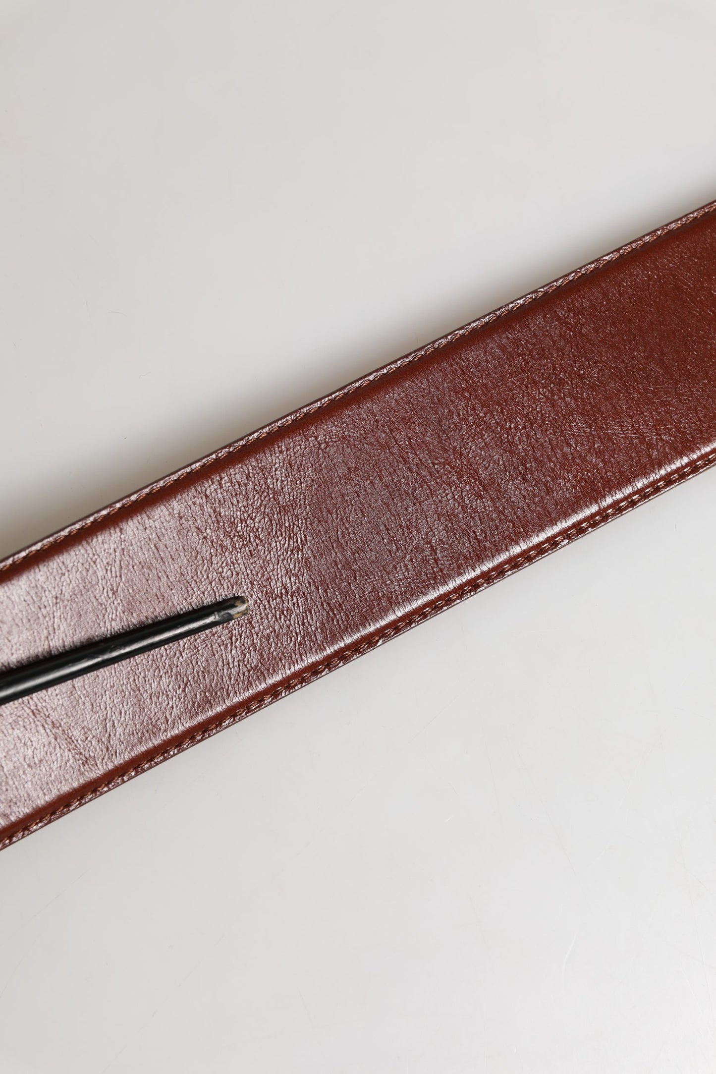 Brown Leather Waist Gold Metal Buckle Belt