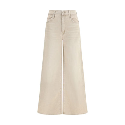 Beige Cotton Flared Jeans