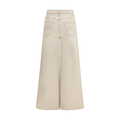 Beige Cotton Flared Jeans