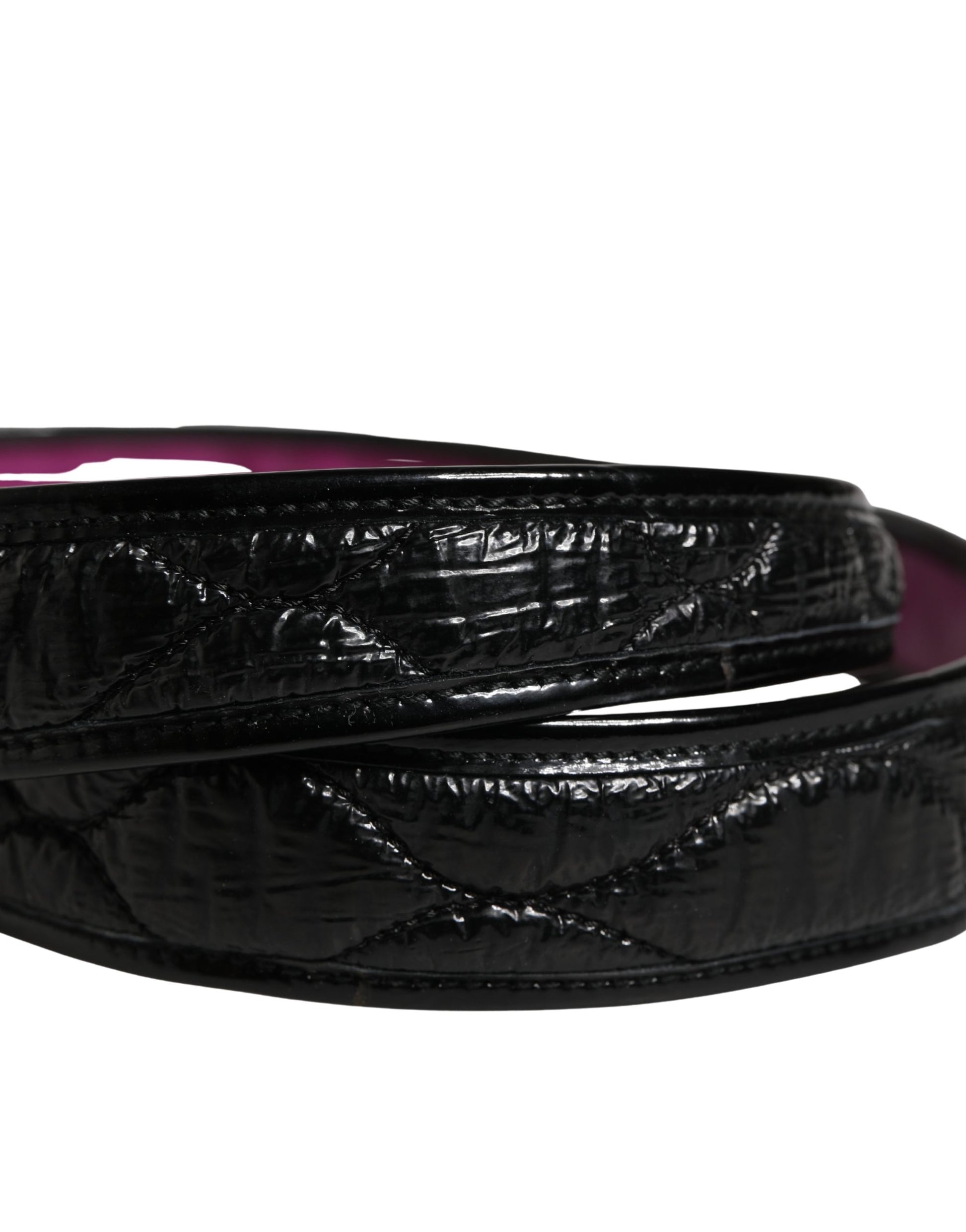 Black Leather Gold Round Buckle Waist Belt