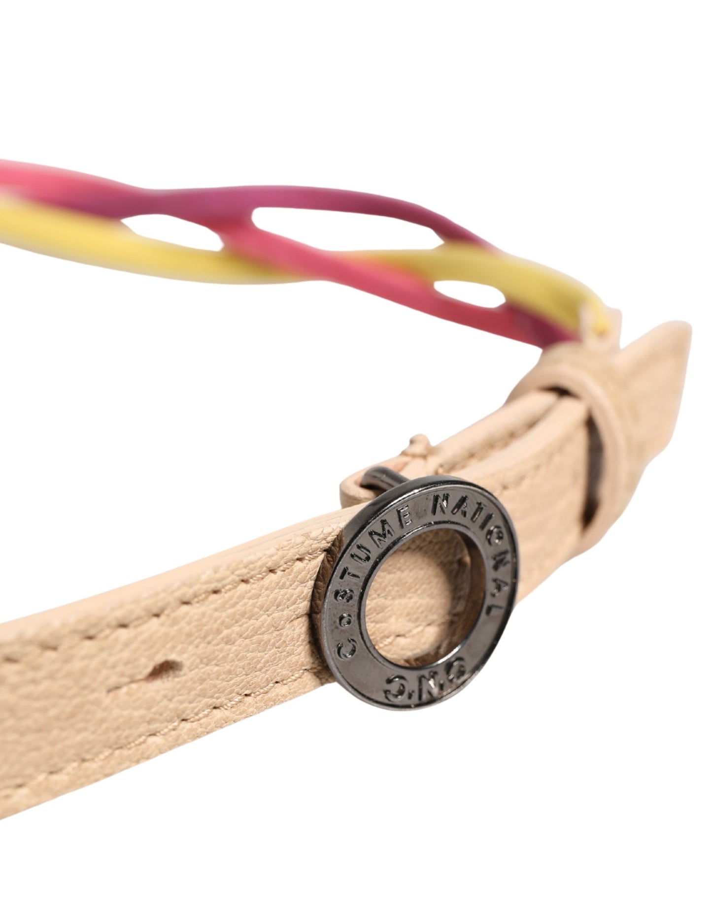 Multicolor Twisted Leather Circle Buckle Belt