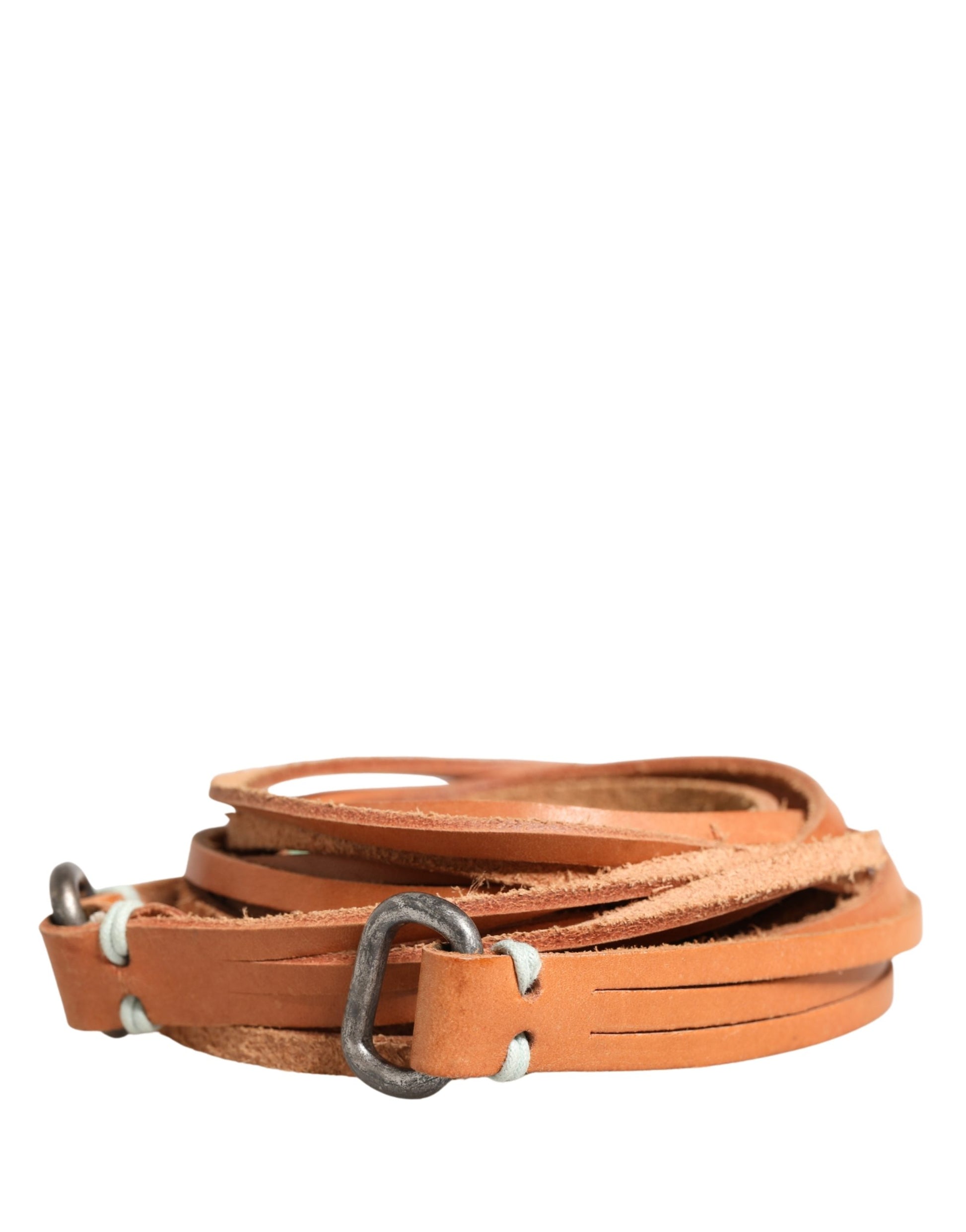 Brown Leather Silver Tone Buckle Waist Belt