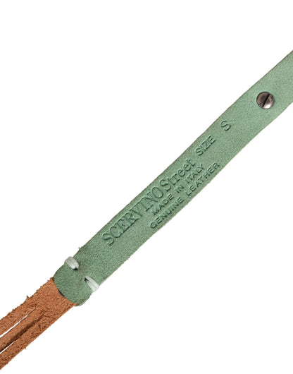 Brown Leather Silver Tone Buckle Waist Belt