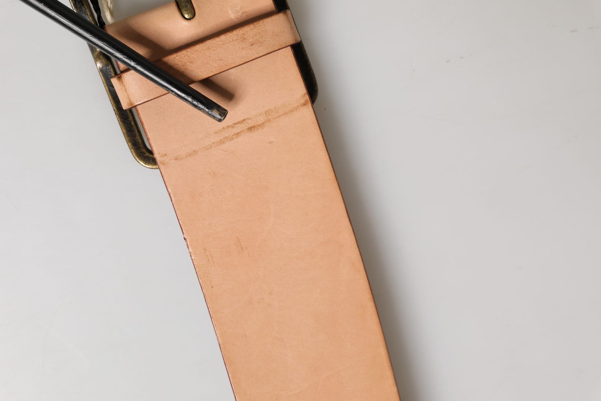 Beige Genuine Leather Wide Waist Metal Buckle Belt