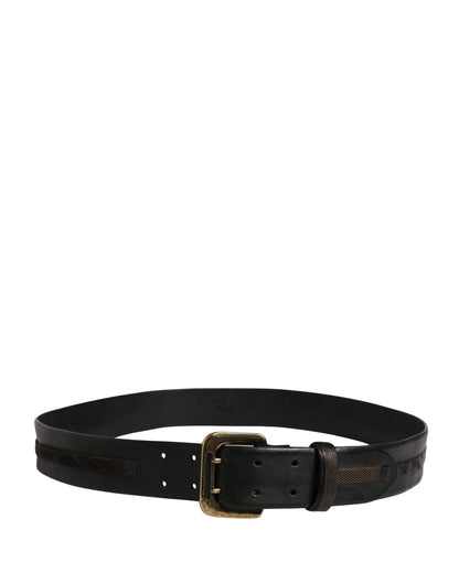Black Leather Gold Metal Buckle Waist Women Belt