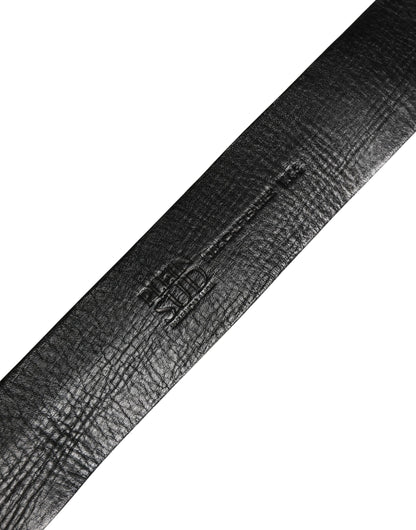 Black Leather Gold Metal Buckle Waist Women Belt