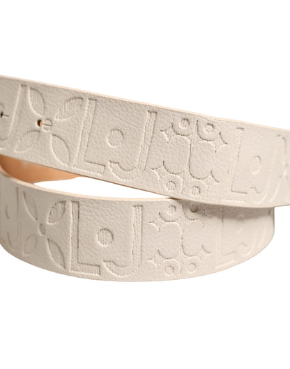 Beige Leather Wide Waist Silver Metal Buckle Waist Women Belt