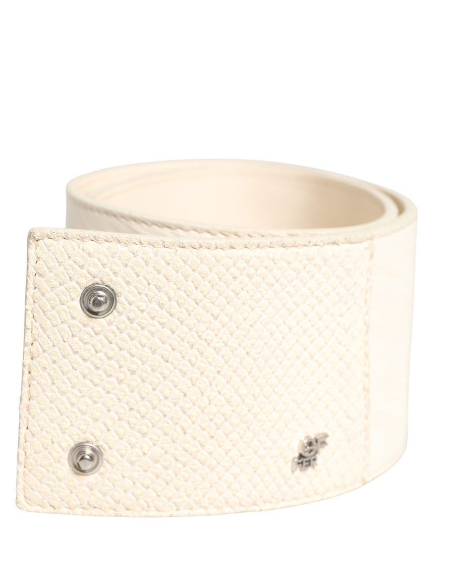 Off White Waxed Cotton Wide Fashion Waistband Belt
