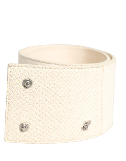 Off White Waxed Cotton Wide Fashion Waistband Belt