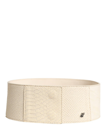 Off White Waxed Cotton Wide Fashion Waistband Belt