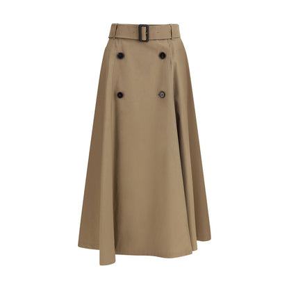 Brown Cotton Midi Skirt