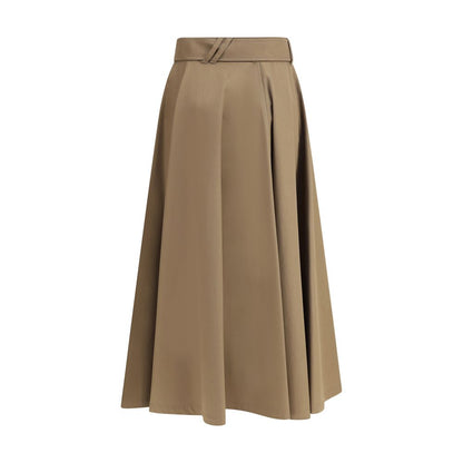 Brown Cotton Midi Skirt