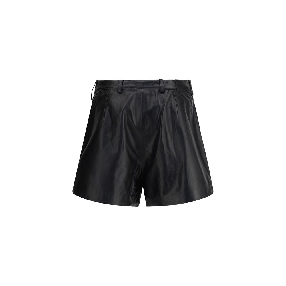 Black Calf Leather Bos Taurus Bermuda Shorts