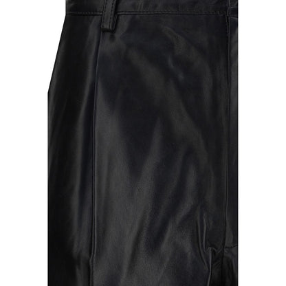 Black Calf Leather Bos Taurus Bermuda Shorts