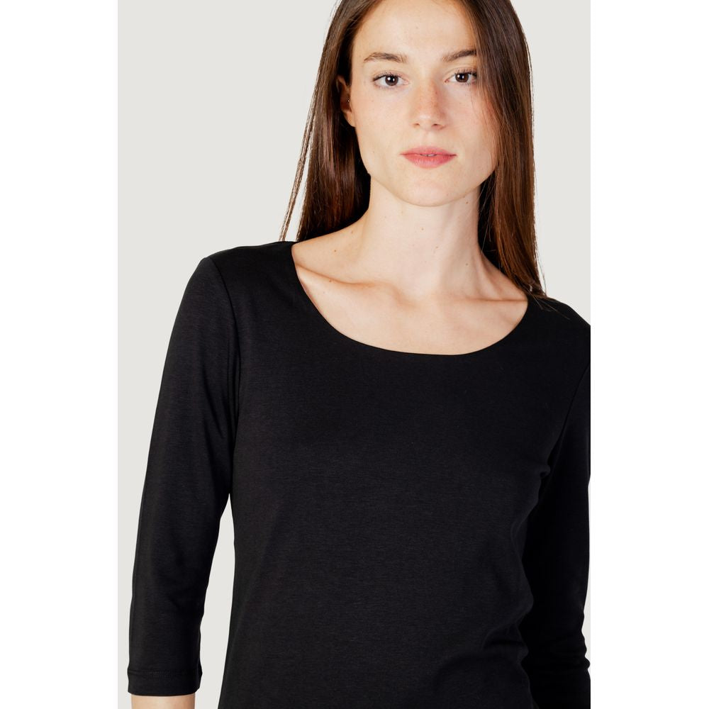 Black Cotton Long Sleeve T-Shirt
