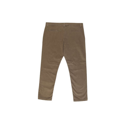 Beige Cotton Casual Pants