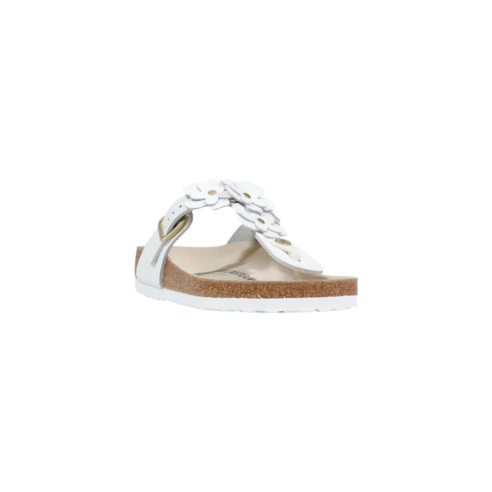 White Leather Flat Sandals