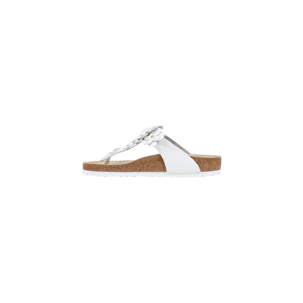 White Leather Flat Sandals