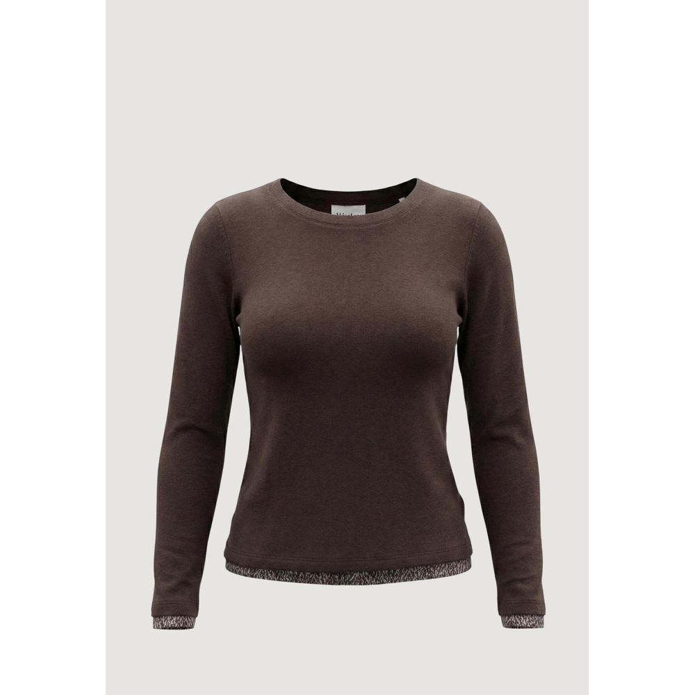 Brown Cotton Long Sleeve T-Shirt