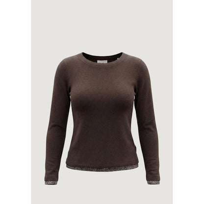 Brown Cotton Long Sleeve T-Shirt