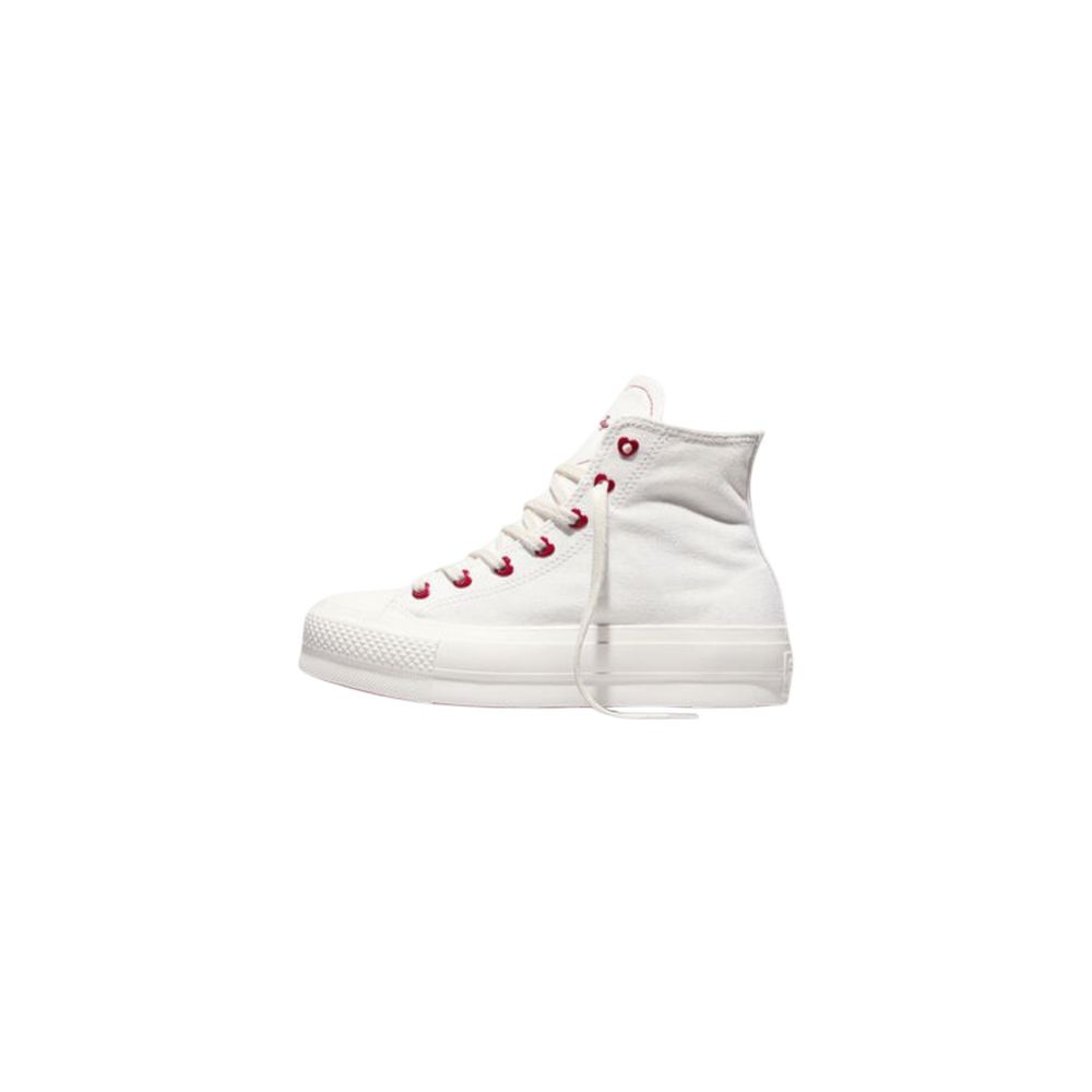 White Fabric Platform Sneakers