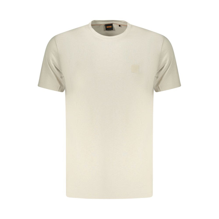 Beige Cotton Men T-Shirt