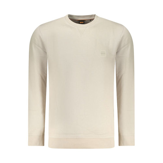 Beige Cotton Men Sweatshirt