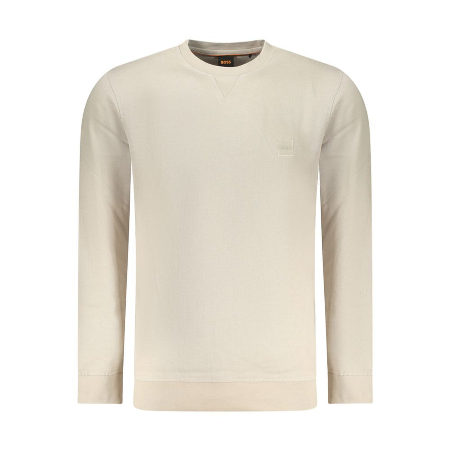 Beige Cotton Men Sweatshirt