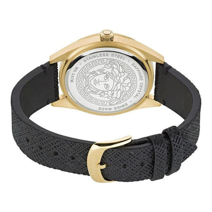 Black Leather Dress Watch