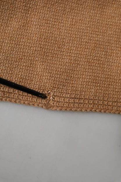 Brown Cashmere Knitted Men Neck Warmer One Size Scarf