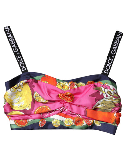 Multicolor Silk Cropped Bustier Corset Top
