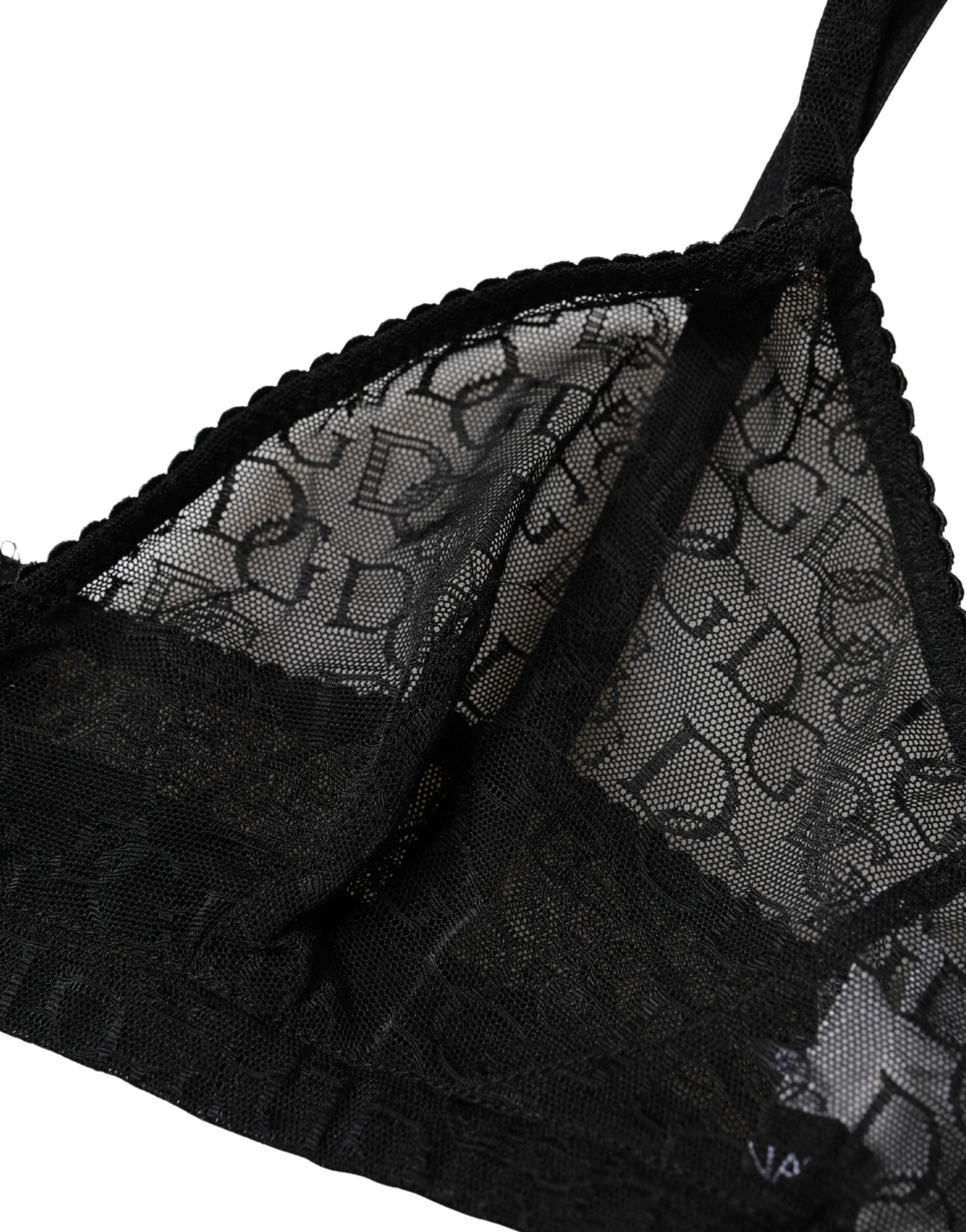 Black Logo Mania Sheer Soft Cup Bra Underwear