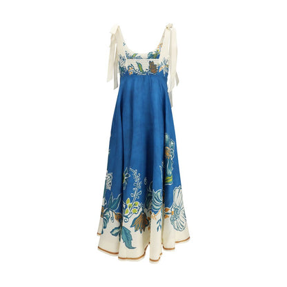 Blue Linen Casual Dress