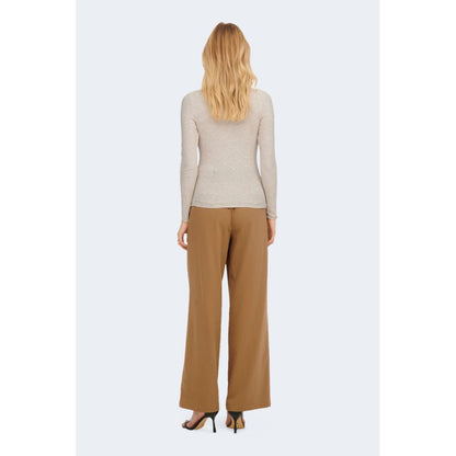 Beige Polyester Turtleneck