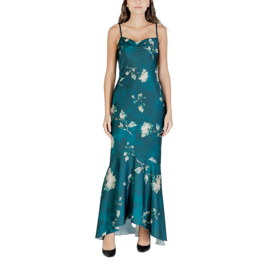 Bicolor Polyester Long Dress