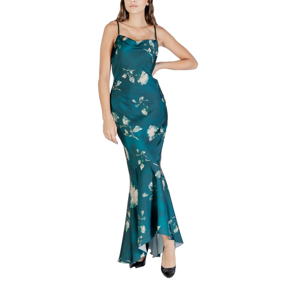 Bicolor Polyester Long Dress