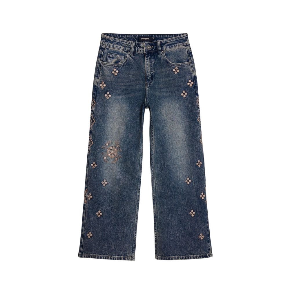 Blue Cotton Bootcut Jeans